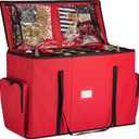 ZOBER All in One Christmas Ornament Storage Box & Decoration Container - Easy Access Removable Trays, Keeps 73 Ornaments - Adjustable Extent Area for Figurines and Pockets for Decoration - Red