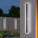 2 Pack 39.4In Outdoor Wall Sconce Black Modern Wall Light Exterior Fixtures for House Dimmable Acrylic Linear Outside Wall Light for Doorway, Stairway, Garage, Patio