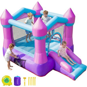 AirMyFun Pink Inflatable Toddler Bounce House with Blower, Indoor/Outdoor Jumping Castle for Kids 3-8, Inflatable Bouncy House with Slide, 82011B