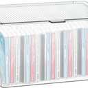 Flip CD Storage Box with 24 pcs CD Cases, Plastic Stackable DVD Display Organizer Case for CDs DVDs Video Game Comic Books, 10.1 x 5.5 x 5.9 Inch(CD Box with 24 CD Cases)