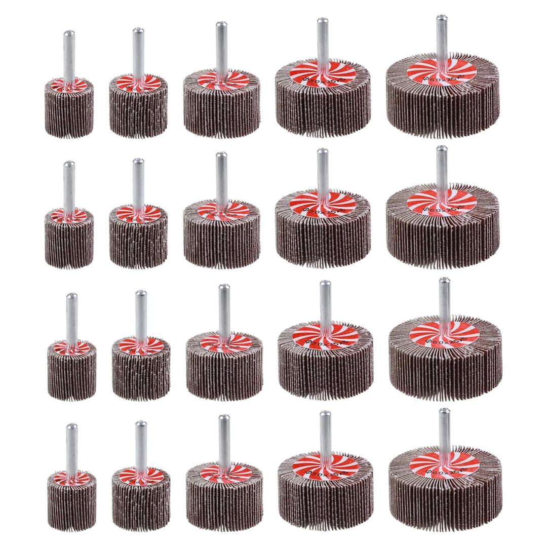 20 Pcs 5 Sizes 60/80/120/240 Grits Abrasive Flap Wheel Sander, 1/4 Inch Shank Flap Wheels for Drill, Die Grinder Flap Wheel,Flap Wheel Sander for Drill