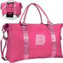 Vogewood Teen Girl Gifts Trendy Stuff, Birthday Gift, Girl Travel Bag, Sports Bag, Personalized Weekender Bag, Monogram Overnight Bag Gift for Her (Letter B) (Hot Pink)