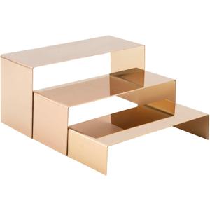 Display Risers Stainless Steel 3PCS Metal Golden Display Riser Stand Shoe Bag Holder Display Riser Shelf Showcase for Home Boutique Retail Store,Rose Gold