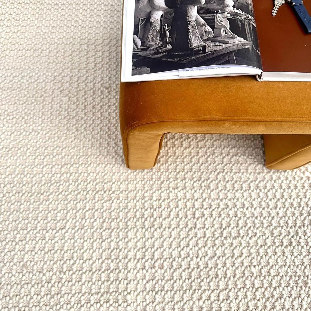 Handwoven Wool Area Rug - Hand Woven Natural Carpet Rugs- Bedroom Living Room Dining Room (Ivory- 6'x9')