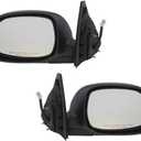 TRQ 2 Piece Driver and Passenger Side Mirror Assembly Set Electric Adjustment Heated No Memory Black Compatible with 2001-2007 Toyota Sequoia SR5 TO1320192 TO1321192
