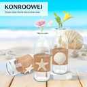 Shell Vase Set of 3 Coastal Vase,Small Starfish Seashell Flower Glass Vases Handcrafted for Beachy Decor,Beach Wedding/Party Beach Home Decor (Clear)