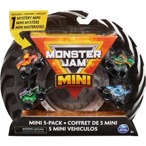 Monster Jam, Official Mini Collectible Monster Trucks 5-Pack with 1 Mystery Truck, 1:87 Scale