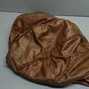 UNSTUFFED Ottoman Pouf Cover with Waterproof Handmade Faux Leather Home Decor Storage Solution for Kid Toy Footstool Pouffe Cover Replacement Balcony Indoor Chestnut Brown(ONLY Cover)