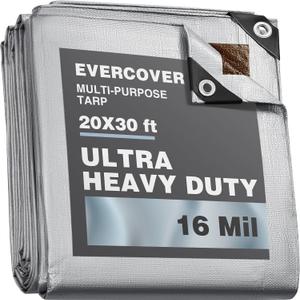 20x30 ft Tarps | All-Weather Tarp Waterproof UV-Resistant | 16 MIL=240 GSM Heavy-Duty Silver-Color Tarpaulin w/Reinforced Edges, Corners, Rustproof Grommets | Large Tarp | Lona Impermeable