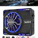 1600W Slim Underseat Car Subwoofer and Amp Package, Powered Subwoofer Car Audio with Built-in Class D Amp, RGB Beat-Sync Light, Deep Subsonic Bass, Under Seat Subwoofer for Truck SUV Sedan