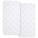 Yoofoss Waterproof Bassinet Mattress Pad Cover 2 Pack Fit for Rectangle Bassinet Mattress, Baby Bassinet Mattress Protector for Boys and Girls 34X19in