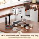 Espresso Machine 20 Bar, Compact Espresso Maker, Stainless Steel Expresso Coffee Machines with Steam Milk Frother & 34oz Removable Water Tank for Cappuccino, Latte, Home Office Use, Silver