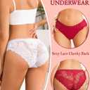 Sexy Underwear for Women Soft Lace Cheeky Panties Breathable Stretch High Cut Ladies Bikini Hipster Briefs 5 Pack (White, M)