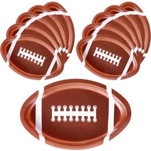 JOYIN 12 Pcs Football Plastic Trays, 11.5" X 7.5" Football Snack Trays & Platter, Sports Event Tailgate Party Supplies