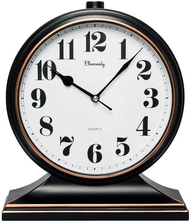 Retro 10 Inch Silent Desk Clock - Antique Decorative, Easy to Read in Office/Bedroom (Black) Retro 10 Inch Silent Desk Clock - Antique Decorative, Easy to Read in Office/Bedroom (Black)