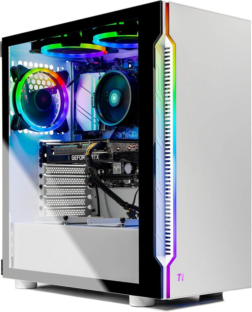 SkyTech Archangel 3.0 Gaming Computer PC Desktop - Ryzen 7 3700X 8-Core 3.6GHz, RTX 3060 12GB, 1TB SSD, 16GB DDR4 3200, RGB Fans, AC WiFi, 600W Gold PSU, Windows 11 Home 64-bit, White