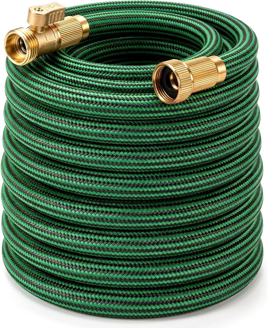 Garden Hose 50 ft NON-EXPANDABLE Water Hose, Flexible & Lightweight Kink Resistant Hybrid Hose, Leak-Proof Heavy Duty, Super Durable Fabric with 3/4" Solid Brass Connectors