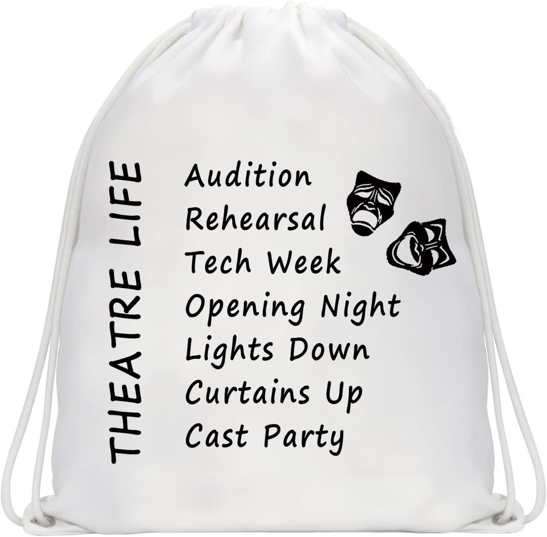 PXTIDY Theatre Life Drawstring Bags Drama Theater Gifts Comedy Tragedy Mask Theater Bag Drama Actor Actress Gifts