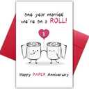 3 x Happy 1st Paper Anniversary Card for Boyfriend Girlfriend, Funny & Romantic 1 Year Marriage Gifts for Couples, Cute Paper Anniversary Card Gift for Him Her