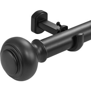 Heavy Duty Curtain Rods, 1 1/4 Inch Diameter Extra Long Curtain Rod 144-240 Inch(12-20ft) for Window, Telescoping Large Drapery Rod with Adjustable Modern Brackets, Matte Black
