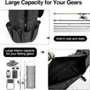 DONQL Fishing Rod Bags, Outdoor Fishing Pole Holders Reel Case, Multifunction Camping Portable Travel Carry Case Backpack Fish Rod Reel Bag, Holds 5 Poles & Fishing Tackles, Fishing Gear for Men