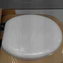 Mayfair Padded Toilet Seat with Chrome Hinges, Soft Vinyl over Wood Core Seat, Made in USA, Round, White (Elongated)