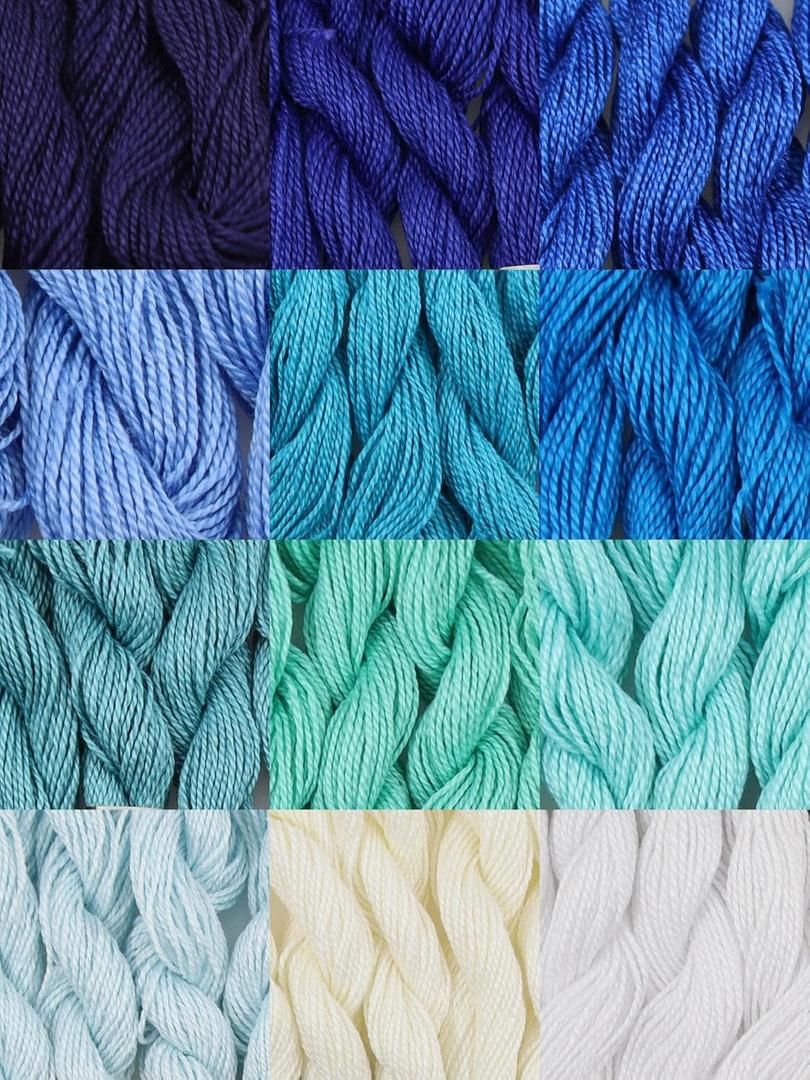 KCS 328 Yards(300 Meters) Mercerized Pearl Cotton Crochet Needlepoint Thread,Size 5, 12 skeins,Mixed Color 03