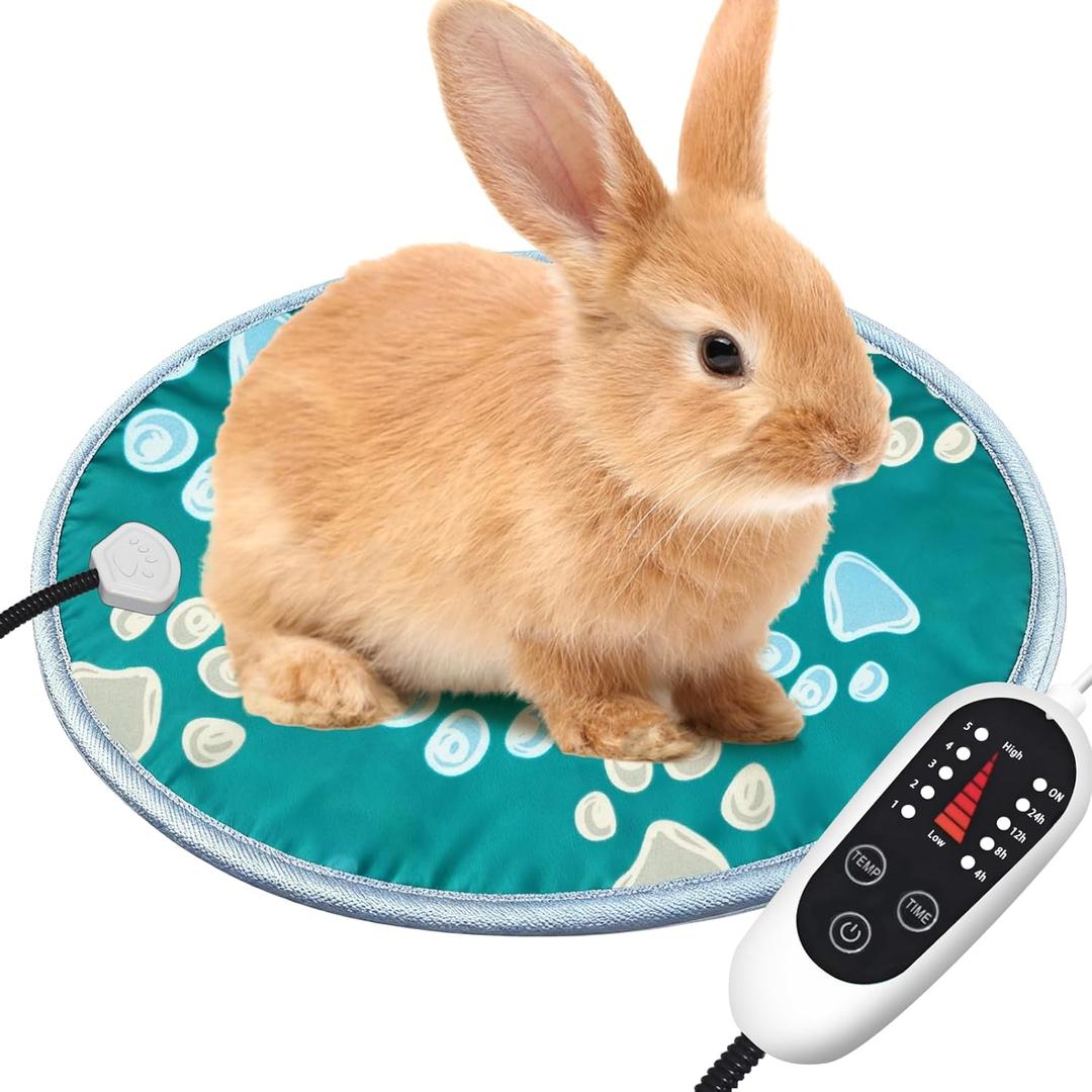 furrybaby Pet Heating Pad, Waterproof Dog Heating Pad Mat for Cat with Durable Anti-Bite Tube Indoor for Puppies Dogs Cats (1 Pack Green, Round 12in, Temp Adjustable)