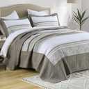 SahSahCasa 100% Cotton 128"x120" Bedspread, Oversized California King XL Bedspread Coverlet Quilt Set, Cal King Quilted Bedspread Extra Large Farmhouse Bedding Set Lightweight Comforter, Taupe/Gray