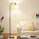 Arc Floor Lamp with Remote and Stepless Dimmable Bulb, Colors Temperature & Brightness Adjustable, Floor Lamps for Living RoomDeep Beige Shade & Black Pole