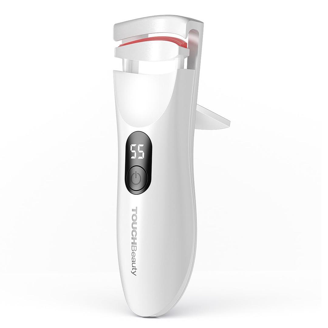 TOUCHBeauty Heated Eyelash Curler,Rechargeable Electric Eyelash Curler with LED Display,3-Level Adjustable Temperature,Rechargeable Natural Curling 24H Long Lasting for Women AG-2316 (White)