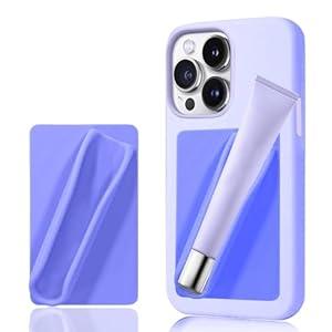 GIcGIeo Silicone Lip Holder for Back of Cell Phone Sleeve, Lipstick Lip Glaze Phone Case Back Stick On Holder for iPhone and Android Smartphones(Purple)