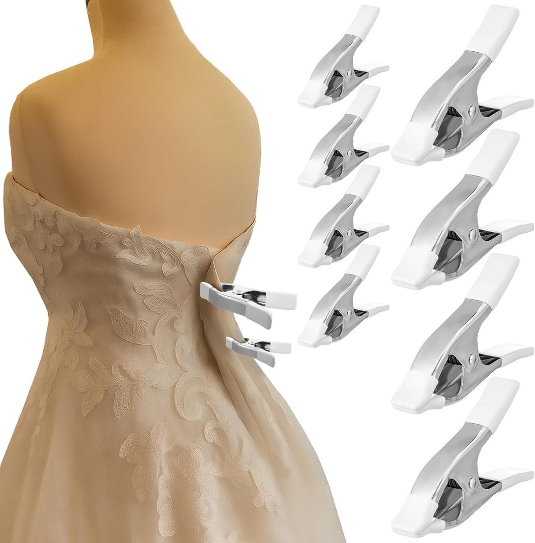 LemonRoad 8 Pack 1.97'' 4.17'' Dress Clips Clothing Clamps for Fitting Bridal Seamstress Mannequin Heavy Duty Fixed Clamp Wedding Photographer Fashion Designers Dress Makers Salespeople