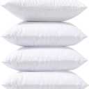 Phantoscope Pillow Inserts, Hypoallergenic 100% Virgin Fiber Square Form Microfiber Throw Pillow Inserts, Couch Bed Pillows 45x45 cm, 18x18 Inch (Pack of 4) (White)