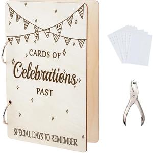 SUPERDANT Celebrations Past Greeting Card Organizer Wedding Gift Card Holder Cards Keeper Storage Keepsake Book Binder Birthday Post Cards Photo Album Holder with Punch and 20pcs Inner Pockets
