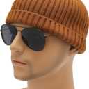 ZLYC Men Winter Knit Fisherman Beanie Hat Fashion Warm Daily Skull Cap (One Size, Solid Brown)
