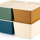 Menkxi 4 Pcs Storage Bins with Lids Plastic Stackable Containers for Organizing Shelves Christmas Ornament Box Baskets (Mixed Color, Small)