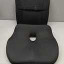 Seat Cushion and Lumbar Support Pillow Set for Office Chair, Memory Foam, Black Mesh