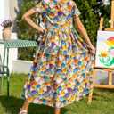 RONGTAI Girls 3D Dress for Girls Printed Short Sleeves Casual Summer Dresses with Pockets for 4-15Y Kids Outfits (Flower-02)