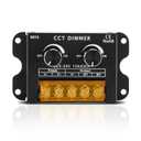 RGBZONE Dual Channel CCT LED Dimmer, DC 5V/12V/24V 30A PWM Dimming Controller, Warm White & Cool White Knob Brightness Adjustment for 5050 3528 LED Strips