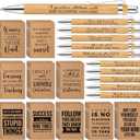 PerKoop 200 Pcs Inspirational Notebooks Motivational Pens Thank You Wood Bamboo Pen Kraft Notebooks Employee Appreciation Gifts Bulk Pocket Journals Party Favors for Adults secretaries Team (Quotes)