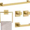 Brushed Gold 5 Pieces Bathroom Hardware Accessories Set Towel Bar Set Towel Holder Racks Set for Bathroom,SUS304 Stainless Steel,Wall Mounted 23.6-Inch
