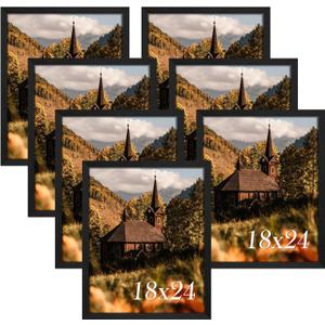 18x24 Black Poster Frame Set of 7, Large Black 18 by 24 Picture Frames for Photo Gallery, Horizontal or Vertical Wall Mounting