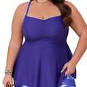 Summer Mae Women Plus Size Two Piece Tankini Swimsuits Flowy Bathing Suits Tummy Control Swimwear with Shorts Undersea Garden 18 W