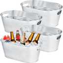 OBTANIM 4 Pack 4 Gallon Galvanized Ice Buckets Metal Champagne Drink Cooler Storage Ice Tub with Carry Handles for Beer Cocktails Wine Beverage Home Parties Bar Cooling Supplies