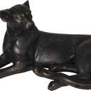 Deco 79 Polystone Leopard Decorative Sculpture Laying Home Decor Statue, Accent Figurine 29" x 14" x 13", Black