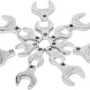 HURRICANE 1/2 Drive Crowfoot Wrench Set, 14 Piece Jumbo Crowfoot Flare Nut Wrench Tool Set, SAE Sizes from 1-1/16" to 2" with Storage Tray, With Fully Polished Chrome Finished