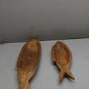 Deco 79 Teak Wood Fish Handmade Tray, Set of 2 24", 16"W, Brown