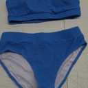 Fanuerg Women's Ribbed High Waisted Bikini Sets Scoop Neck Two Piece Swimsuits Spaghetti Strap Textured Bathing Suit, M