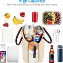 DALINDA Lunch Bag Lunch Box for Women Men Reusable Insulated Lunch Bags for Adults,Water-Resistant Cute Cooler Lunch Tote Bag, Large Capacity for Work Travel Picnic,Beige